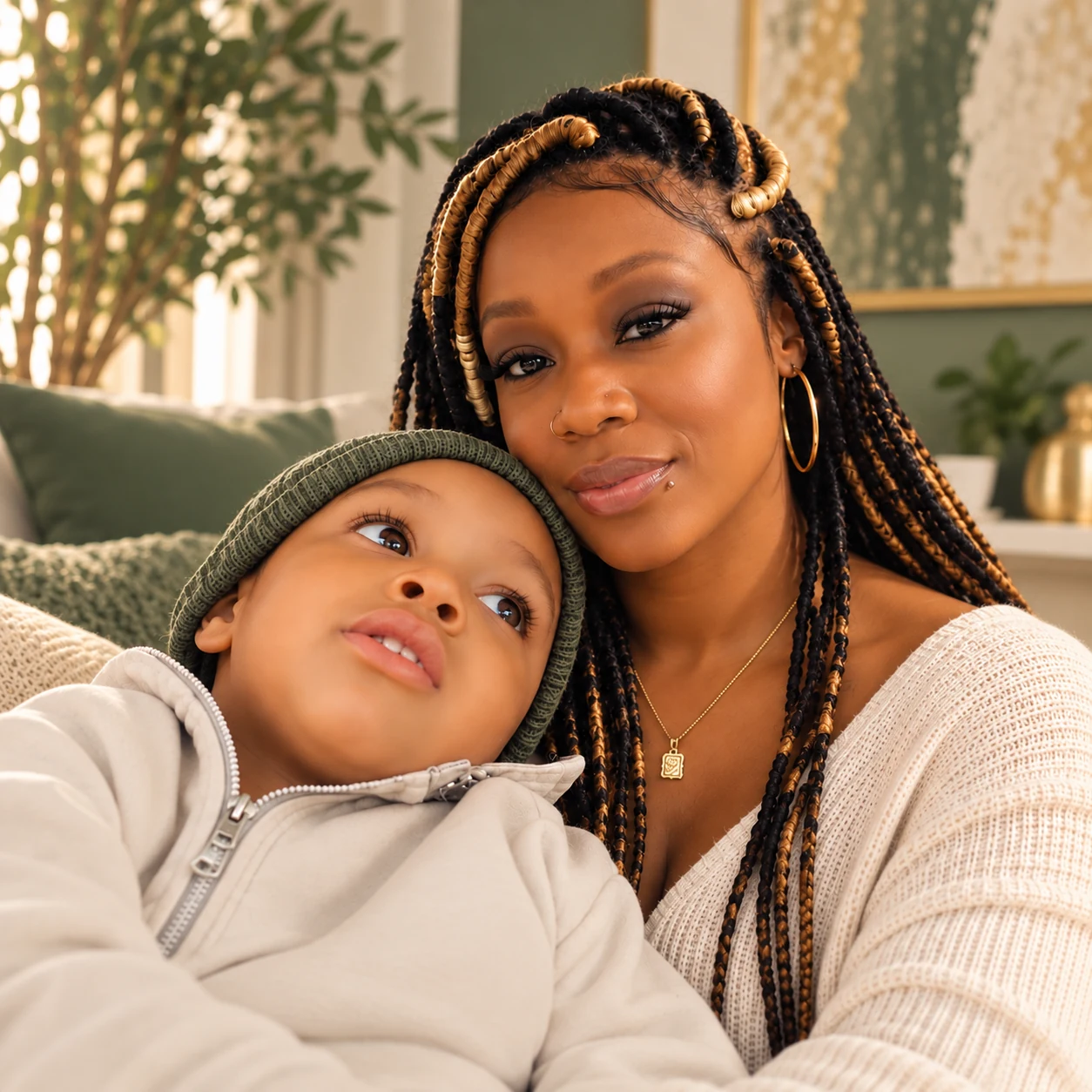 Founder with her son Kamari